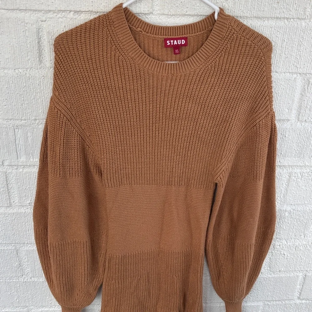 Staud Knit Marylebone Chic Long Sleeve Tan Knit Dress sz XS - Picture 7 of 10